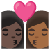 👩🏿‍❤️‍💋‍👩🏾 kiss: woman, woman, dark skin tone, medium-dark skin tone display on Google